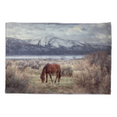 Wilde paard: Nevada winterlandschap. Kussensloop (Achterkant)