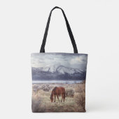 Wilde paard: Nevada winterlandschap. Tote Bag (Achterkant)