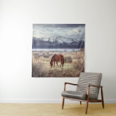 Wilde paard: Nevada winterlandschap. Wandkleed (In situ)
