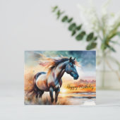 Wilde paard op grazige duin bij zonsondergang briefkaart (Staand voorkant)