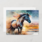 Wilde paard op grazige duin bij zonsondergang briefkaart (Voorkant / Achterkant)