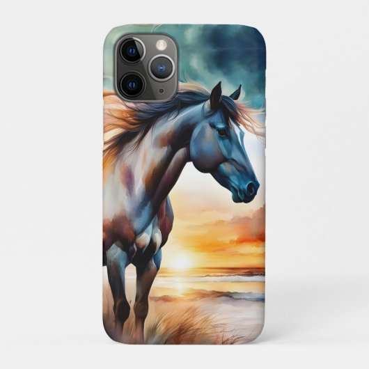 Wilde paard op grazige duin bij zonsondergang Case-Mate iPhone case (Achterkant)