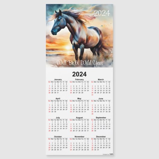 Wilde paard op het strand Magnetische Kalender Kaa (Voorkant)
