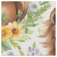 Wilde Paard Stromende Mane Geel Bloemen Greenery