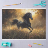 Wilde Paard Zwarte Hengst Mustang Decoupage Tissuepapier (Craft)