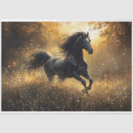 Wilde Paard Zwarte Hengst Mustang Decoupage Tissuepapier