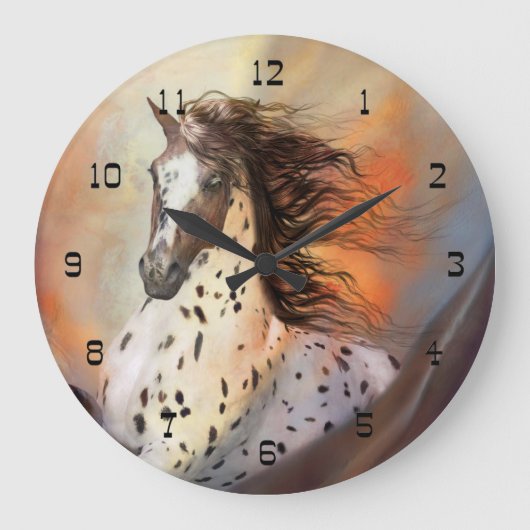 Wilde paarden 2-ronde wandklok (Voorkant)