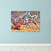 Wilde paarden abstracte Dierlijke westerne Rodeo A Canvas Afdruk (Insitu (Houten vloer))