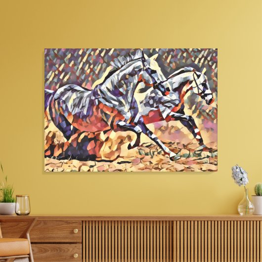 Wilde paarden abstracte Dierlijke westerne Rodeo A Canvas Afdruk (Insitu (Woonkamer))