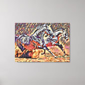Wilde paarden abstracte Dierlijke westerne Rodeo A Canvas Afdruk (Voorkant)