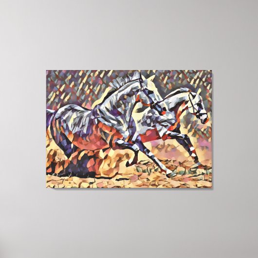Wilde paarden abstracte Dierlijke westerne Rodeo A Canvas Afdruk (Voorkant)