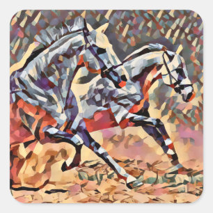 Wilde paarden abstracte Dierlijke westerne Rodeo A Vierkante Sticker