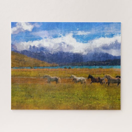 Wilde Paarden Aquarel Legpuzzel (Horizontaal)