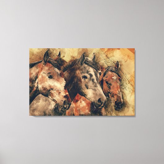 Wilde paarden Art Canvas Afdruk (Voorkant)