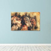 Wilde paarden Art Canvas Afdruk (Insitu (Houten vloer))