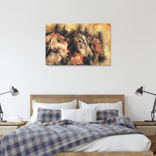 Wilde paarden Art Canvas Afdruk (Insitu (Slaapkamer))