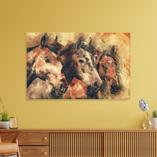 Wilde paarden Art Canvas Afdruk (Insitu (Woonkamer))