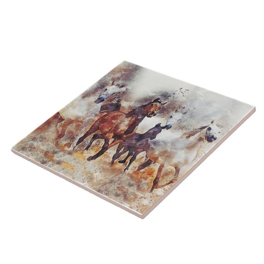 Wilde paarden Art Tegeltje (Zijkant)