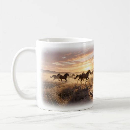 Wilde paarden bij Prairie Sunset Memory Mok (Links)
