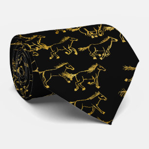 Wilde paarden Black en Gold Stropdas