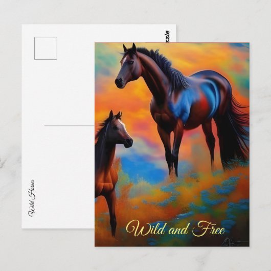 Wilde paarden briefkaart (Voorkant / Achterkant)