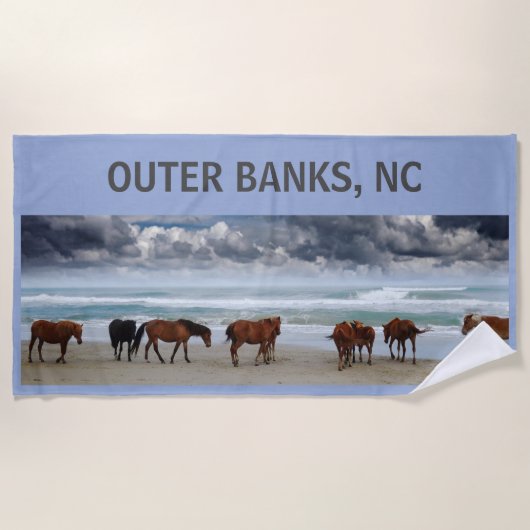 Wilde paarden Buitenste banken NC Beach Towel Strandlaken (Voorkant)