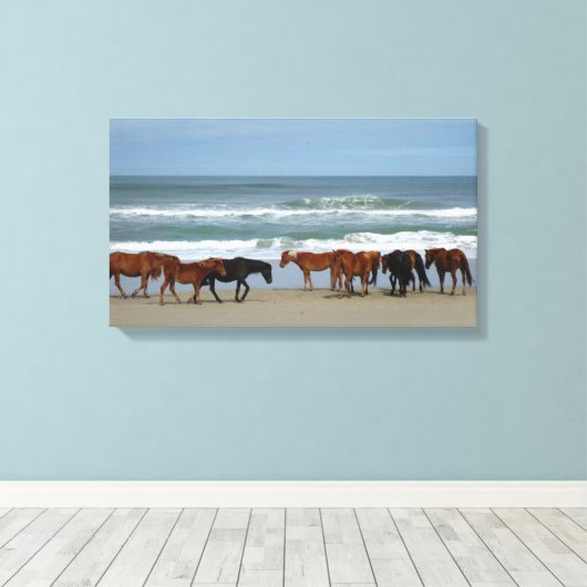 Wilde paarden Buitenter Banks NC Canvas (Insitu (Houten vloer))