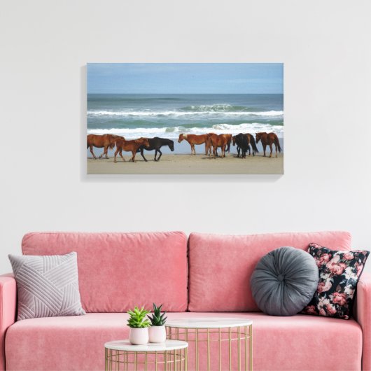Wilde paarden Buitenter Banks NC Canvas (Insitu (Woonkamer))