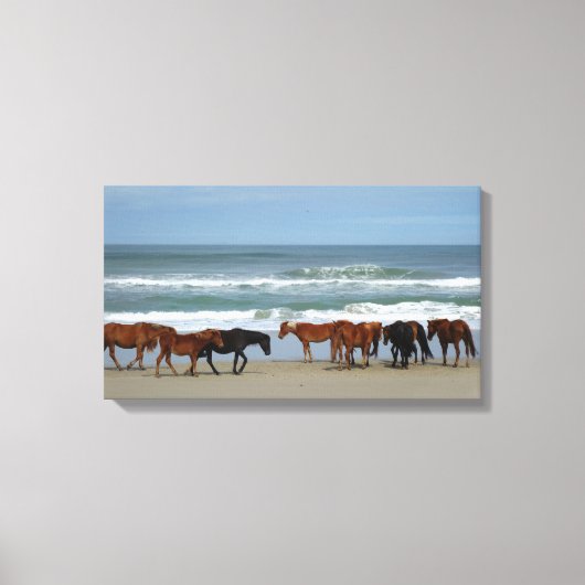 Wilde paarden Buitenter Banks NC Canvas (Voorkant)