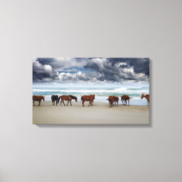 Wilde paarden Buitenter Banks NC Canvas Afdruk