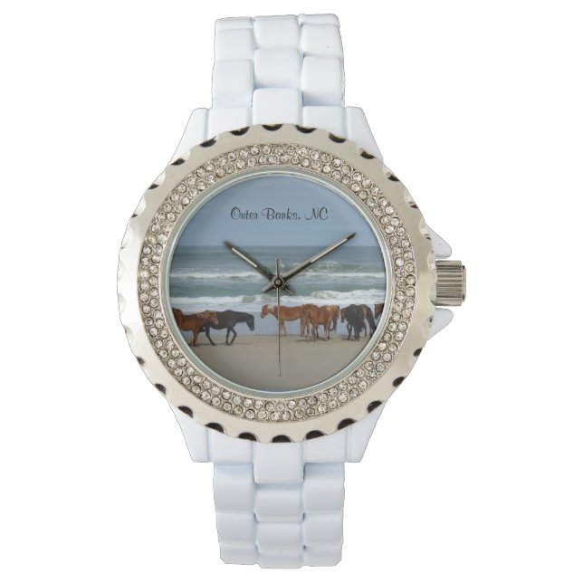 Wilde paarden Buitenter Banks NC Horloge (Voorkant)