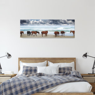 Wilde paarden Buitenter Banks OBX Corolla NC Canvas Afdruk
