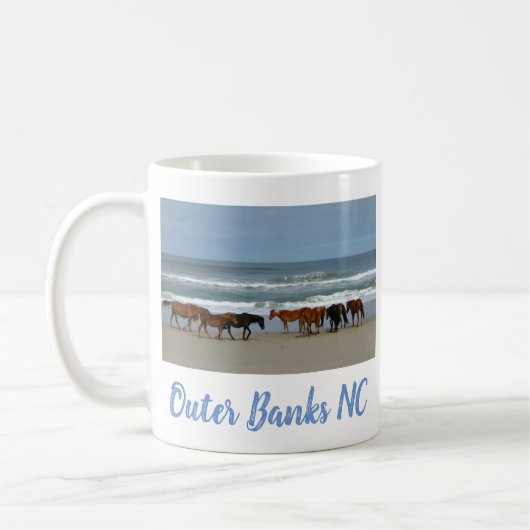 Wilde paarden Buitenter Banks OBX Corolla NC Koffiemok (Links)