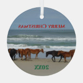 Wilde paarden Buitenter Banks OBX Kerstmis Glas Ornament (Achterkant)