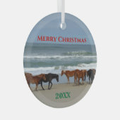 Wilde paarden Buitenter Banks OBX Kerstmis Glas Ornament (Voorkant Rechts)