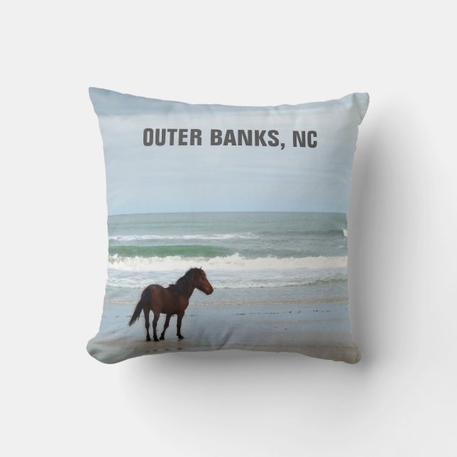 Wilde paarden Buitenter Banks OBX NC Corolla Kussen (Voorkant)