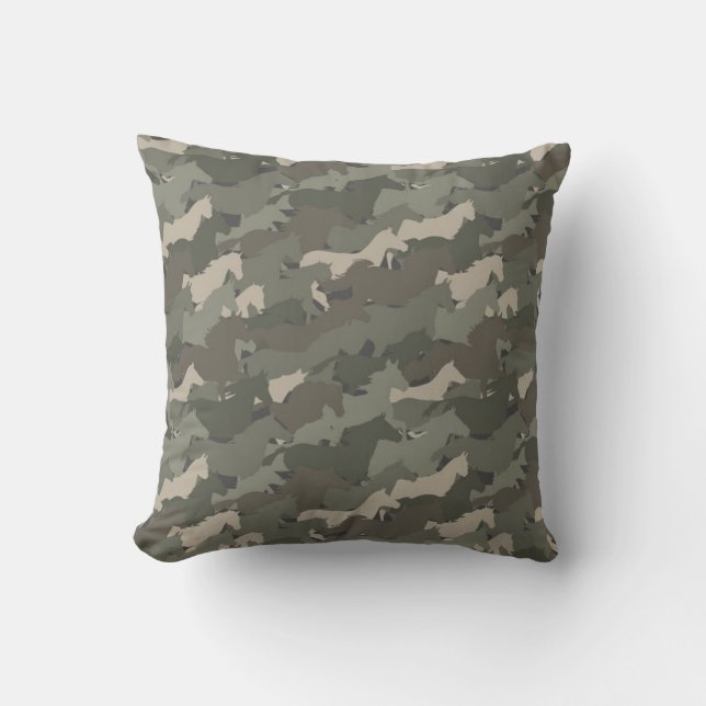 Wilde paarden Camouflage Pattern Kussen (Voorkant)