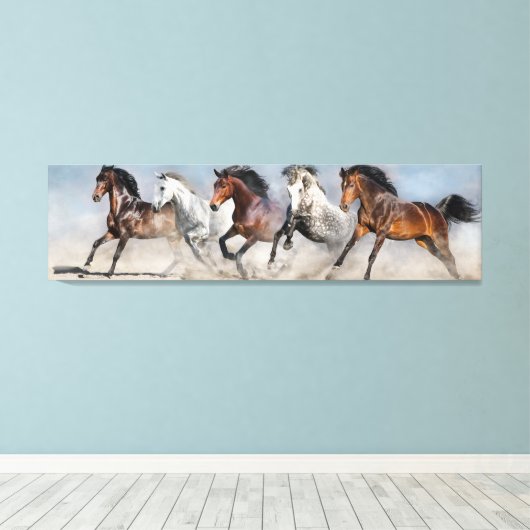 Wilde paarden canvas afdruk (Insitu (Houten vloer))