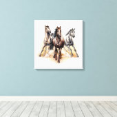 Wilde paarden canvas afdruk (Insitu (Houten vloer))