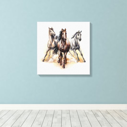 Wilde paarden canvas afdruk (Insitu (Houten vloer))