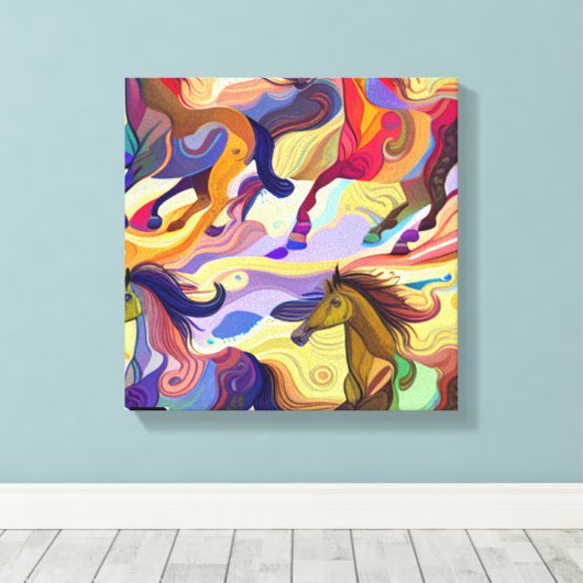 Wilde paarden canvas afdruk (Insitu (Houten vloer))