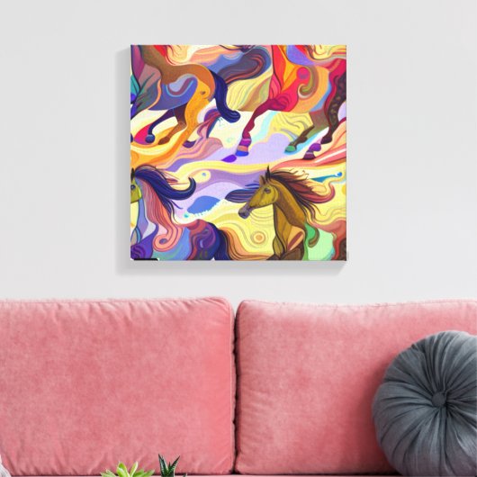 Wilde paarden canvas afdruk (Insitu (Woonkamer))