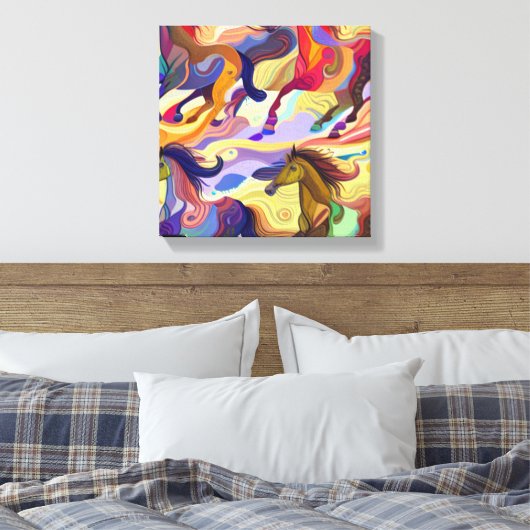 Wilde paarden canvas afdruk (Insitu (Slaapkamer))