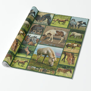 Wilde paarden Collage Cadeaupapier