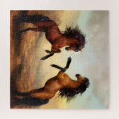 Wilde paarden confrontatie legpuzzel (Horizontaal)