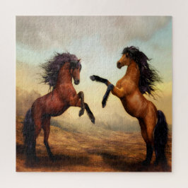 Wilde paarden confrontatie legpuzzel