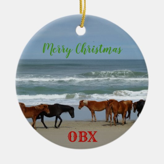 Wilde paarden Corolla Outer Banks OBX Keramisch Ornament (Voorkant)