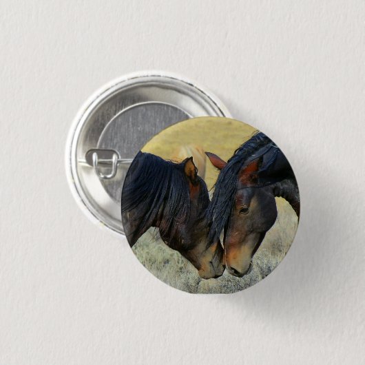 Wilde paarden die de Button van de Knoop aanraken (Voorkant /achterkant)