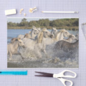 Wilde paarden die door een rivier lopen tissuepapier (Craft)