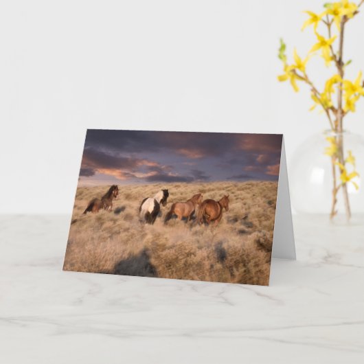 Wilde paarden die lopen kaart (Gele Bloem)